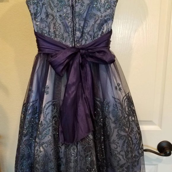 B Darlin dark blue / indigo purple party dress - Picture 3 of 6